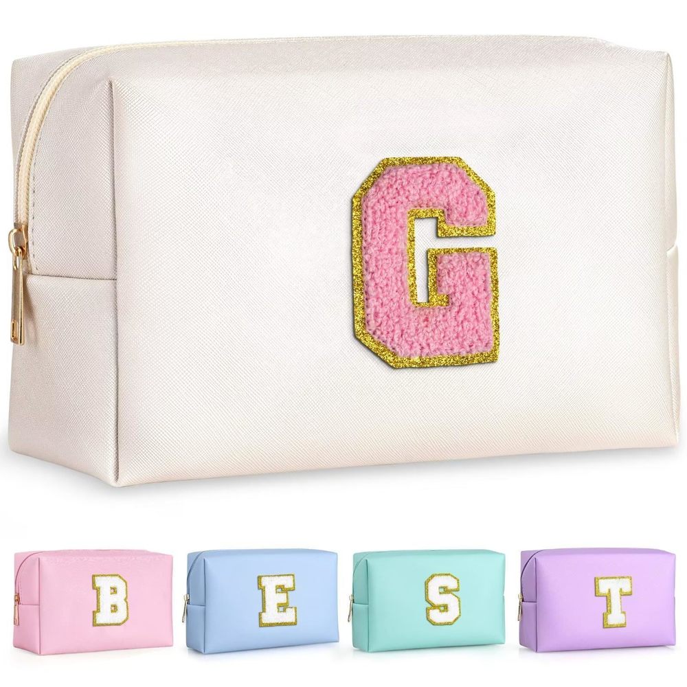 Travel Makeup Bag, Personalized Initial Toiletry Bag W Zipper, Cute Makeup💞